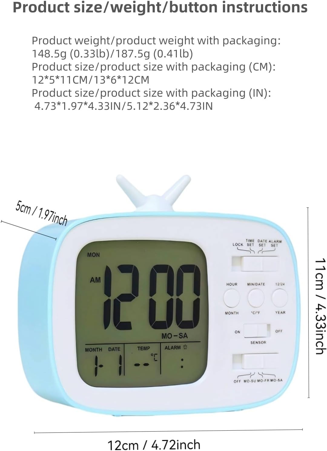 YHFITN Smart Digital Alarm Clock for Kids Bedroom Green