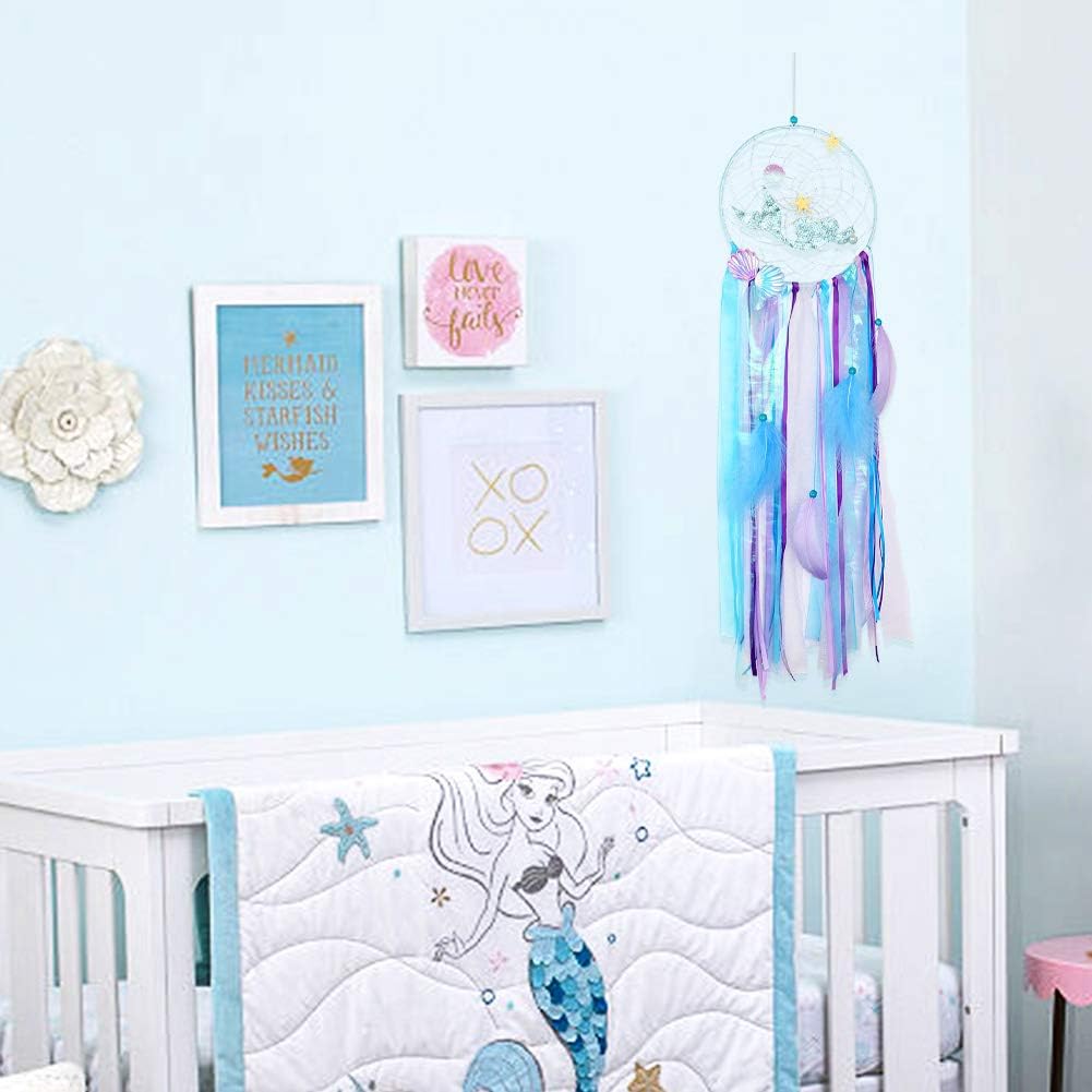 OurWarm Mermaid Dream Catcher Wall Decor for Girls