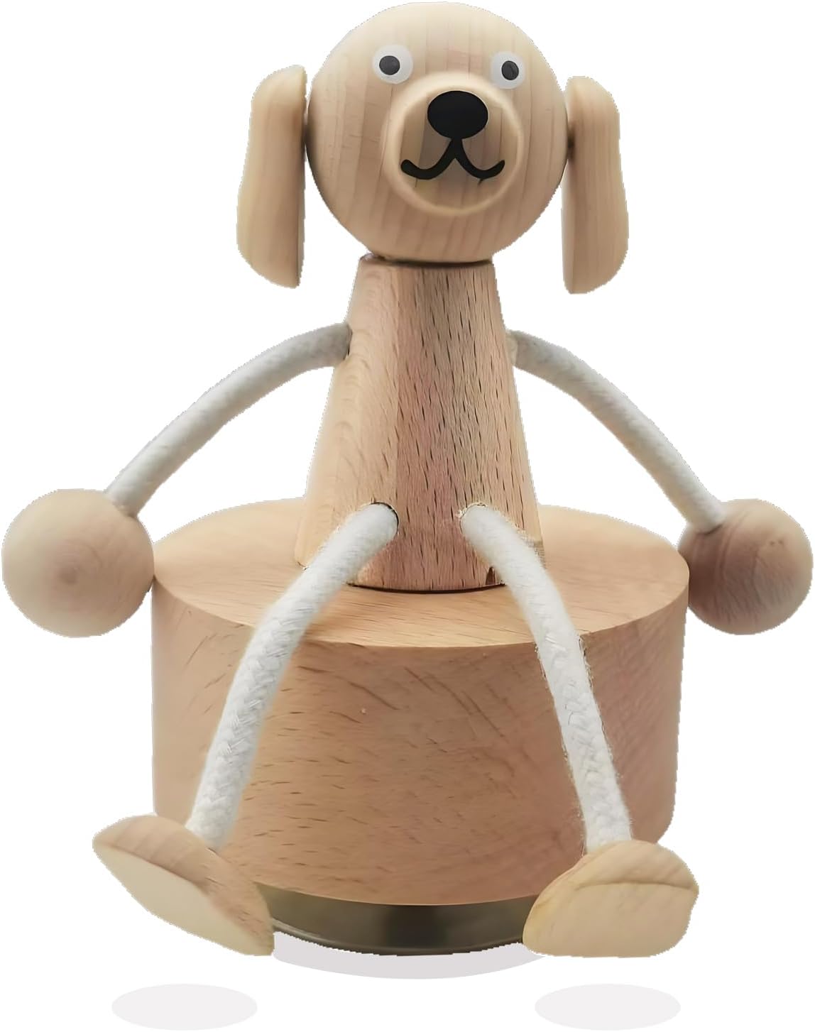 Hefonti Wooden Dog Music Box with Flexible Legs