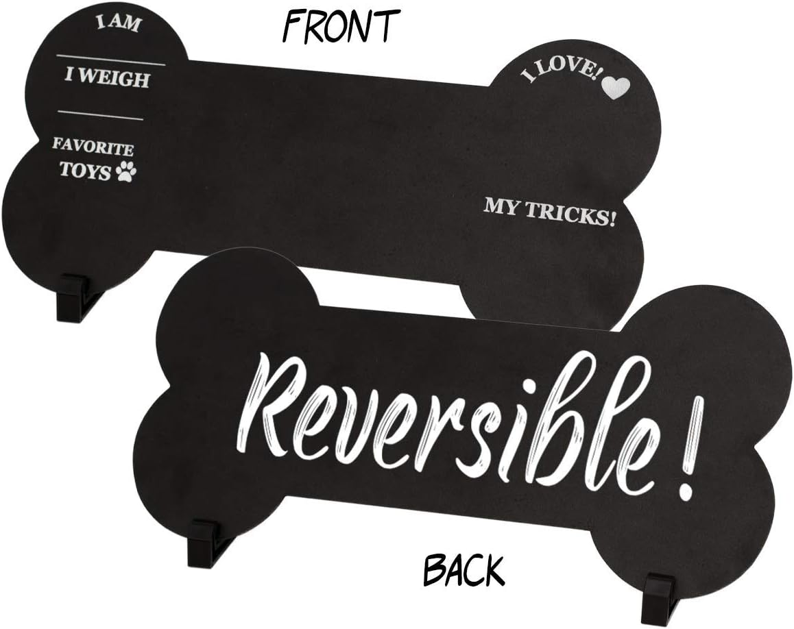 Dog Milestone Chalkboard Sign - Double Sided Reusable with Stands for Celebrations