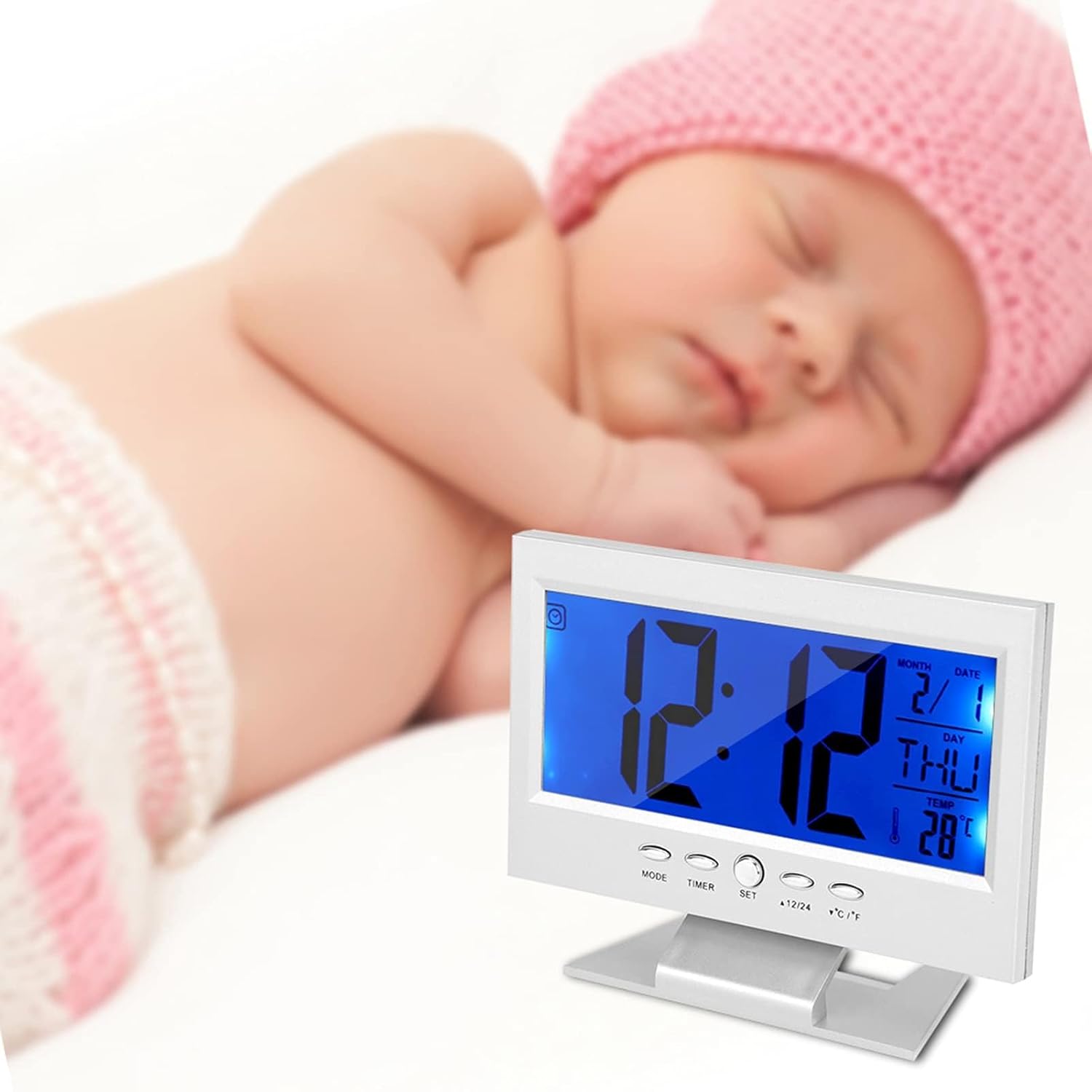 Beufee Atomic Alarm Clock with Night Light and Temp Display