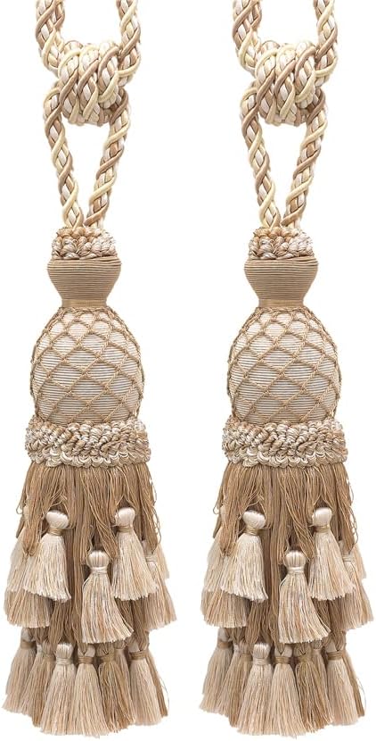 Lavish Large Curtain Tiebacks with 11 Inch Tassels Pack of 2