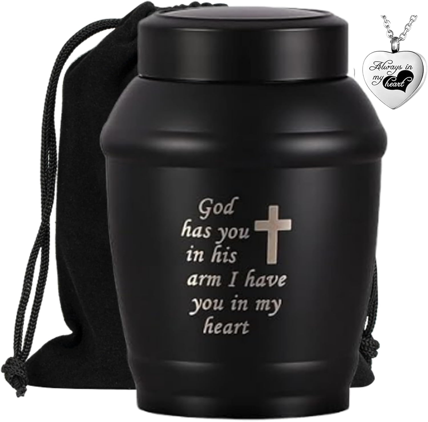 58 Inch Stainless Steel Cremation Urn with Ashes Necklace