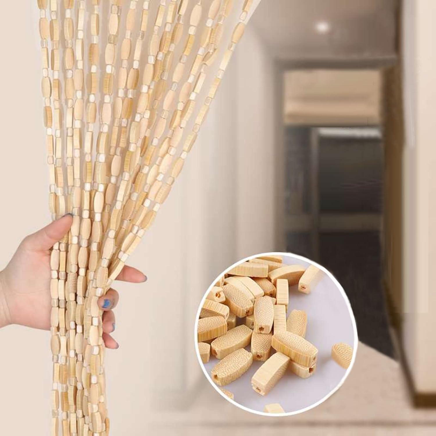 Bamboo Beaded Door Curtain for Privacy and Decor