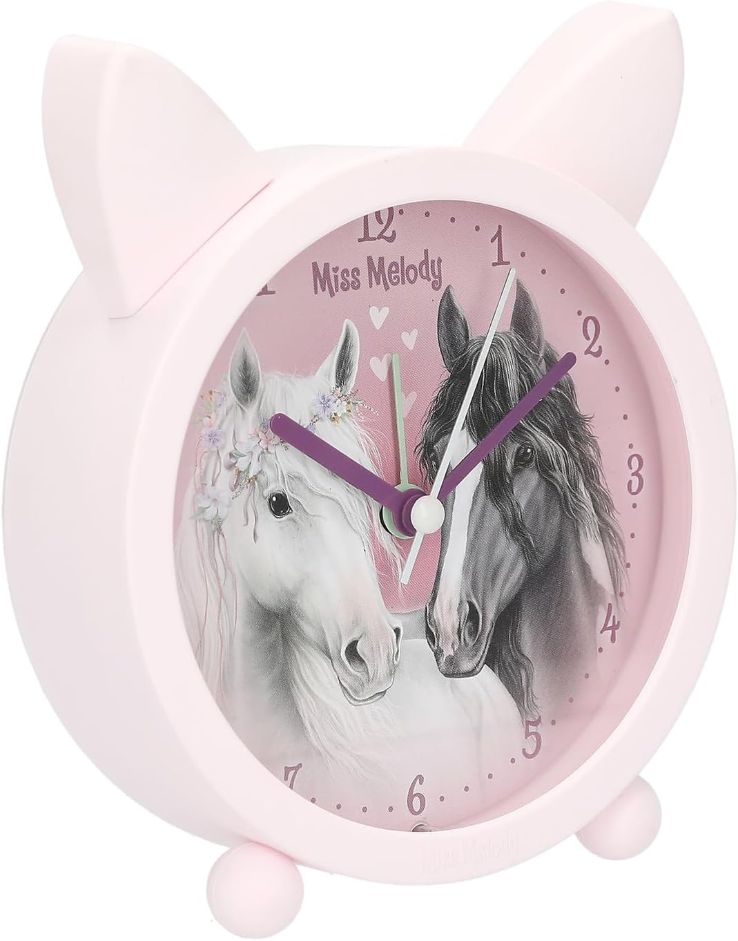 13260 Miss Melody Pink Alarm Clock with Horse Ears and Hearts