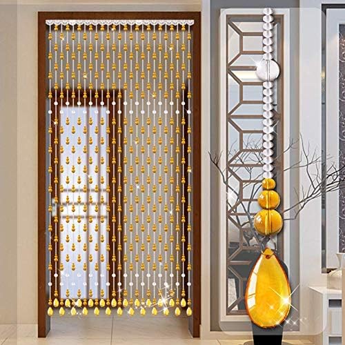 OKUOKA Beaded Crystal Curtain for Doorways - 29 Strands 14x176m Amber