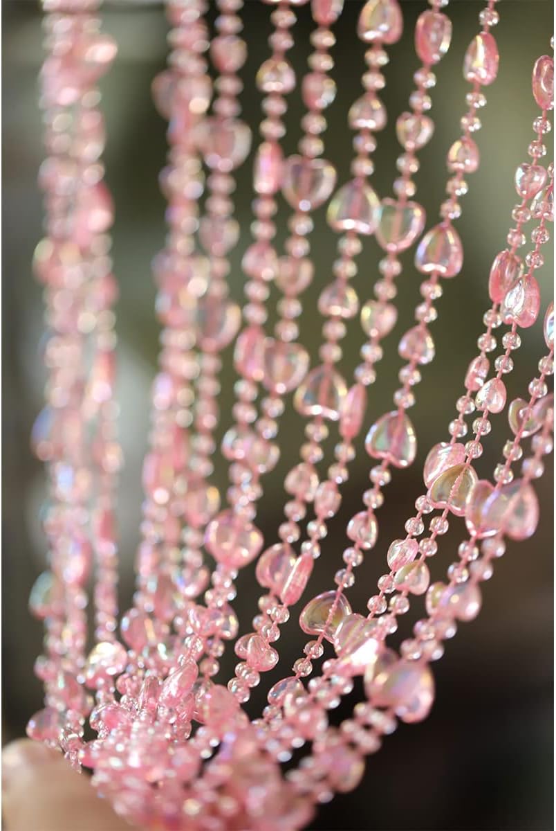 Pink Decorative String Door Curtain with Metal Ring