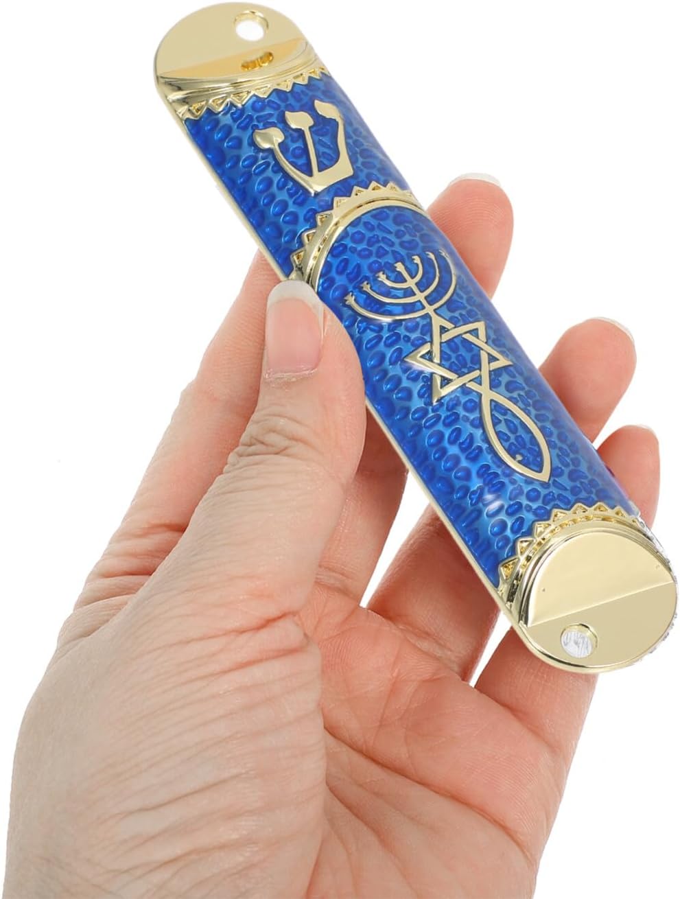 Classic Metal Mezuzah with Scroll Door Decoration