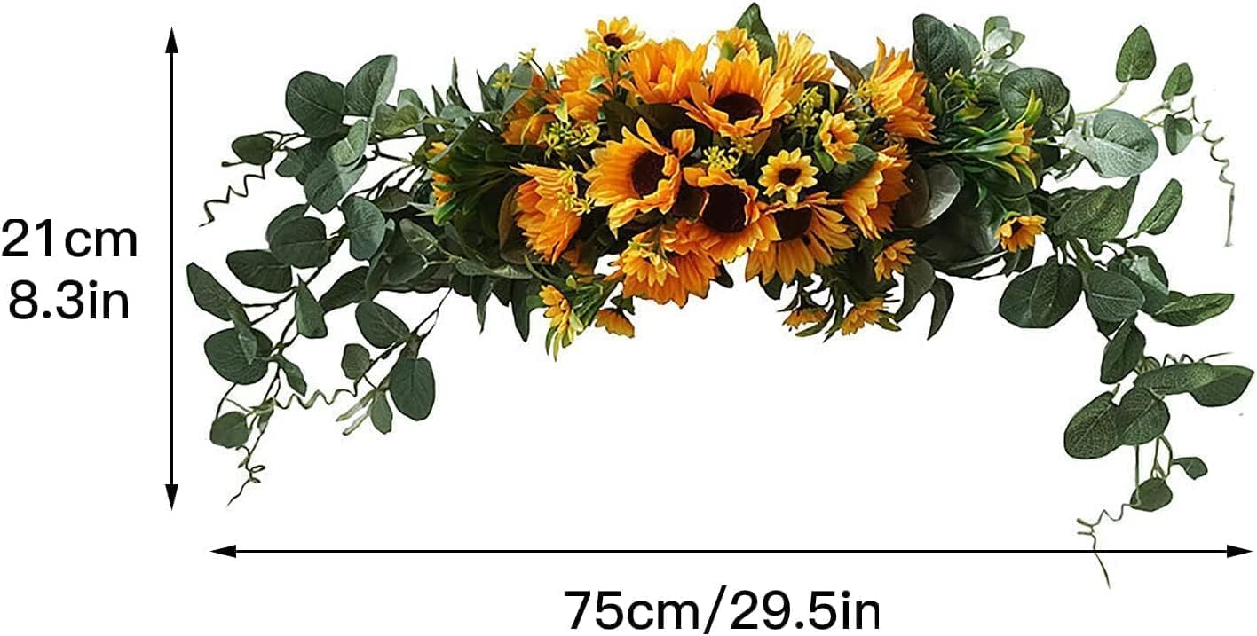 Elegant Artificial Sunflower Swag with Eucalyptus Leaves