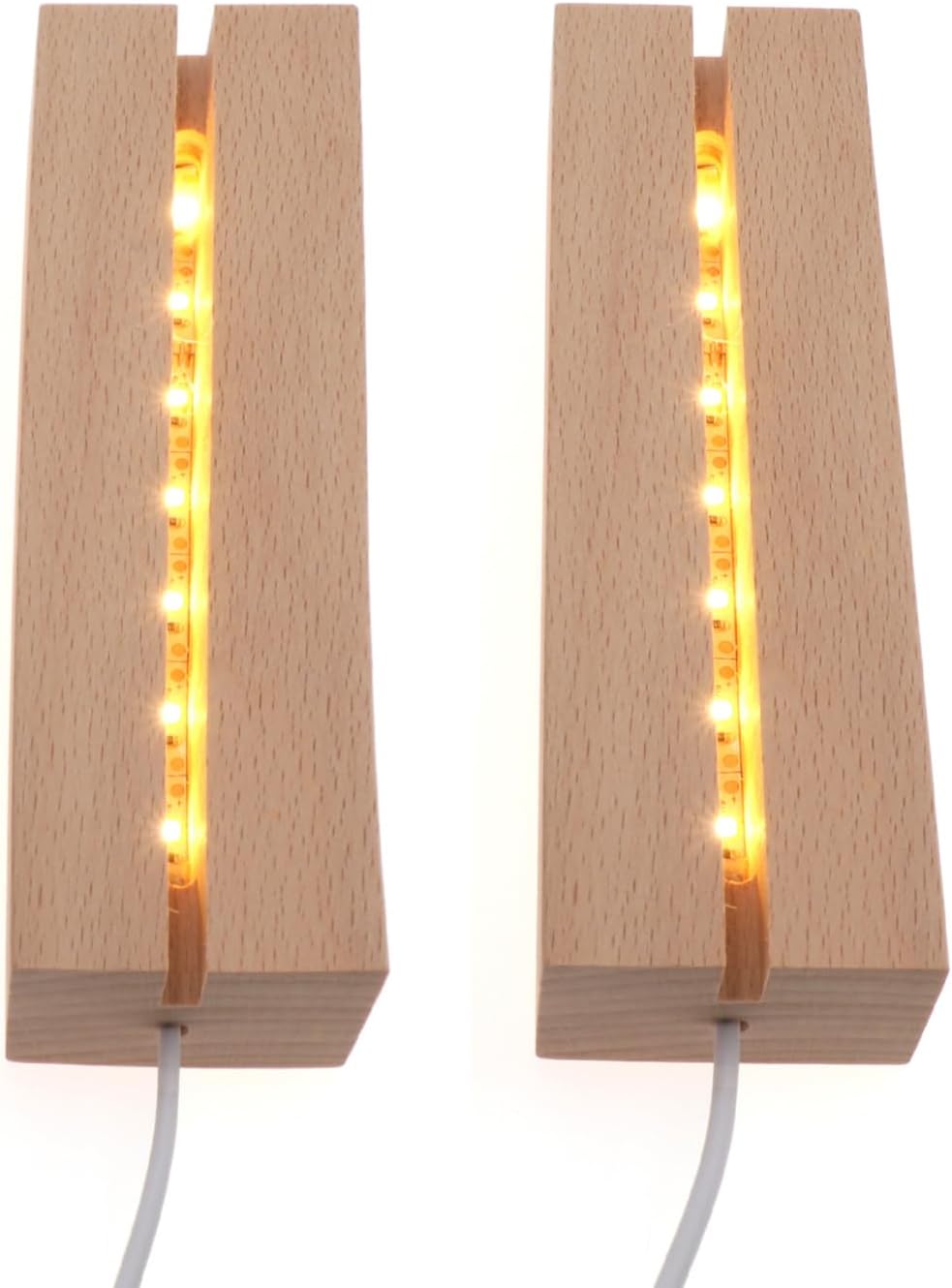 2 Pcs 6 Inch Wooden LED Display Pedestal with USB Switch