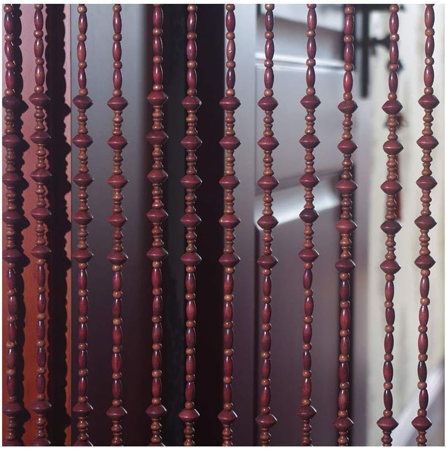 OKUOKA Red Wine Wooden Beaded Door Curtain