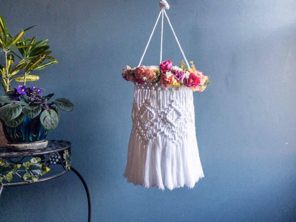 Wild Cotton Bohemian Nursery Hanging Mobile - Floral Macrame Decor