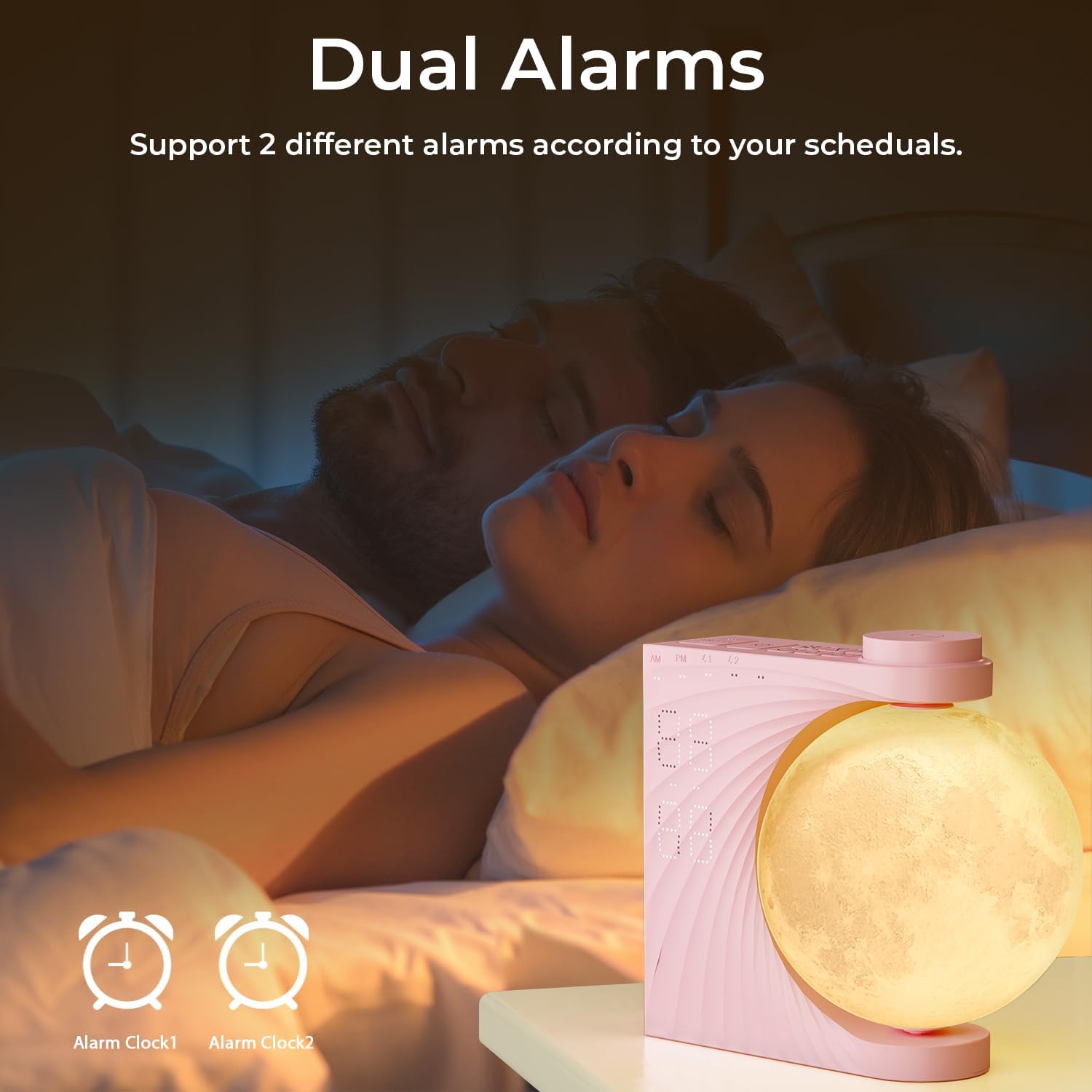 Sunrise Alarm Clock with Moon Lamp and 10 Fairy Sounds