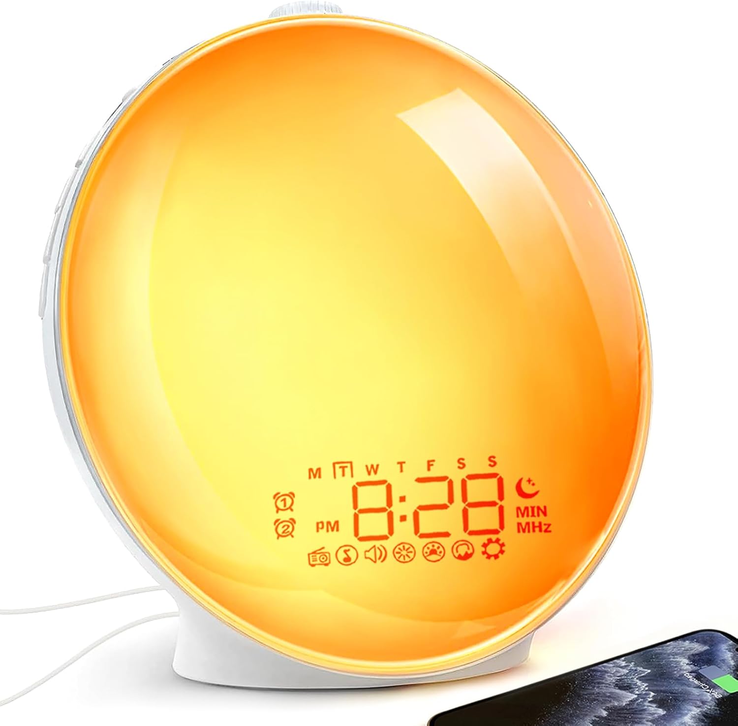 Wake Up Light Sunrise Alarm Clock with White Noise and Dual Alarm