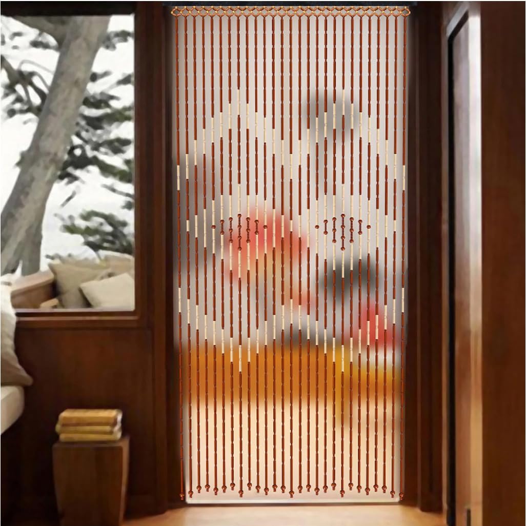 GVILTY Wooden Beaded Curtains 27 Strand Panel