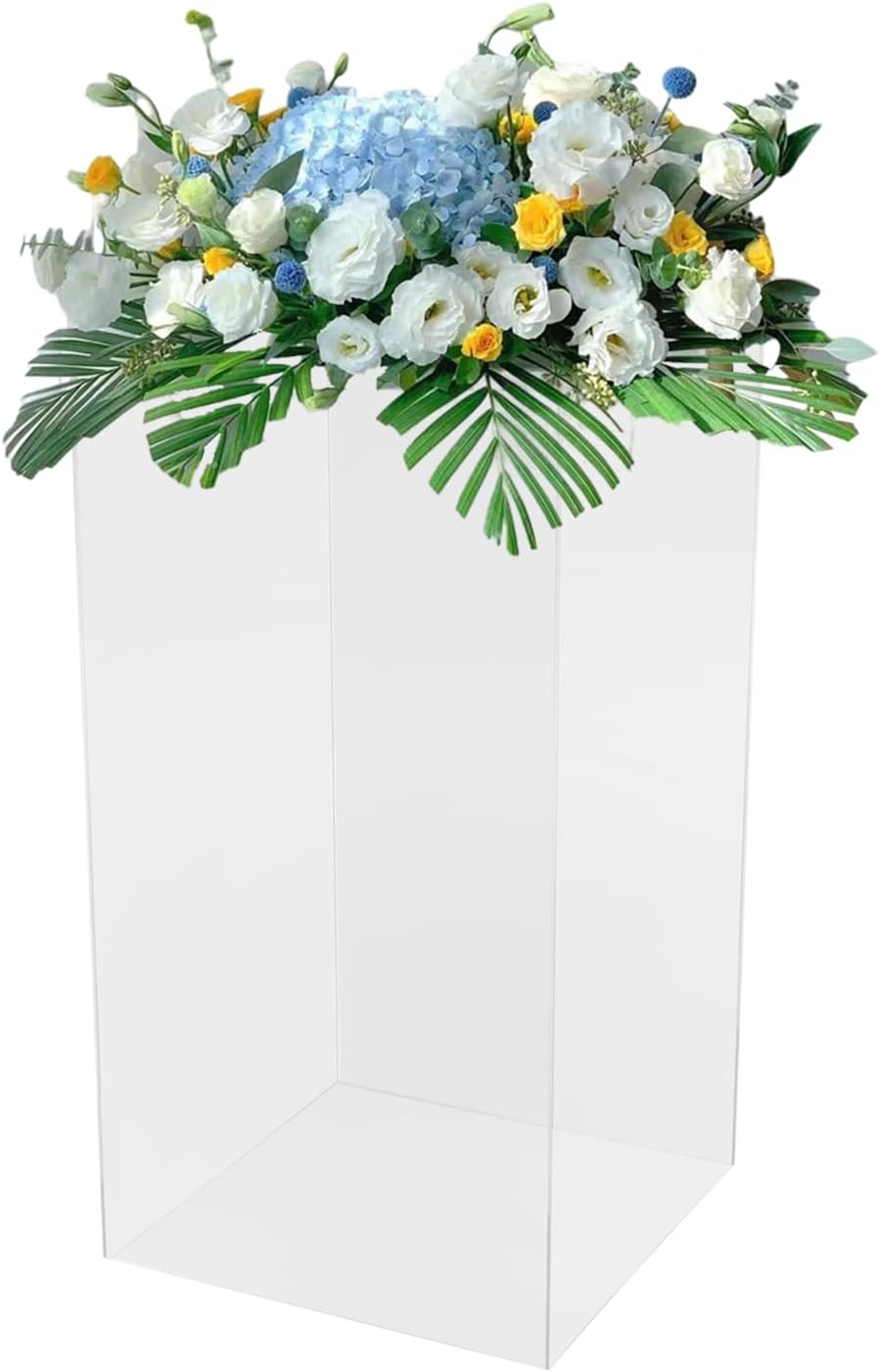 12x12x24 Clear Acrylic Cube Pedestal Display Stand - 5-Sided Wedding Centerpiece Riser