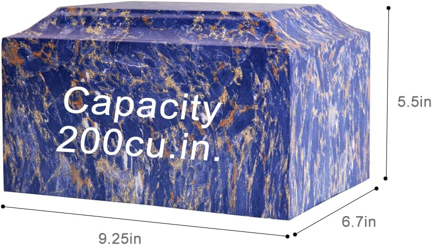 MAKEYS Blue Pattern Classic Cultured Marble Cremation Urn for Human Ashes Adult