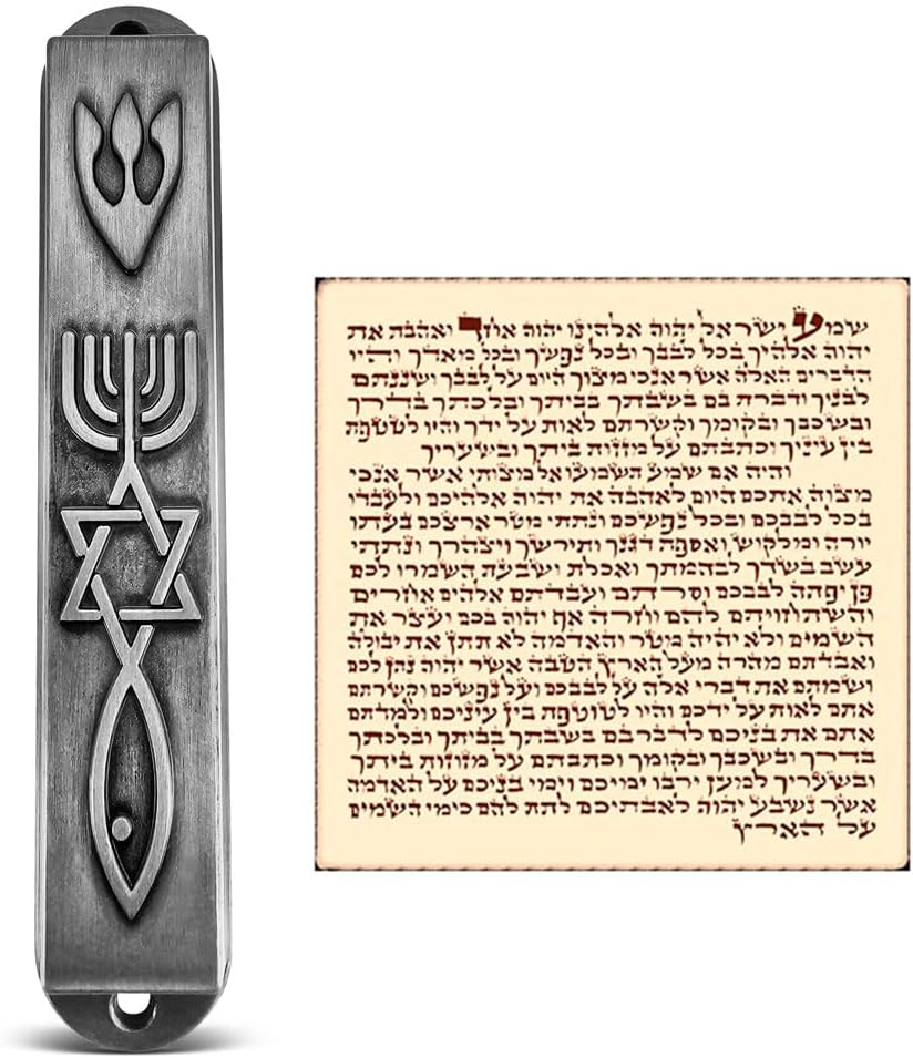 Set of 2 Pewter Mezuzah with Scroll for Door