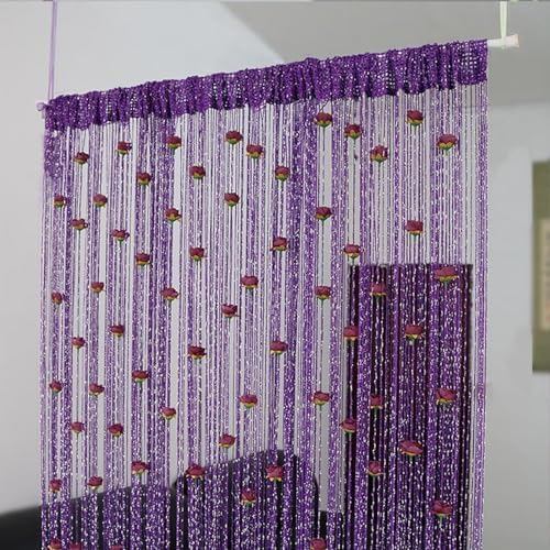 LAFANDE Thread Door Curtain with Roses Design