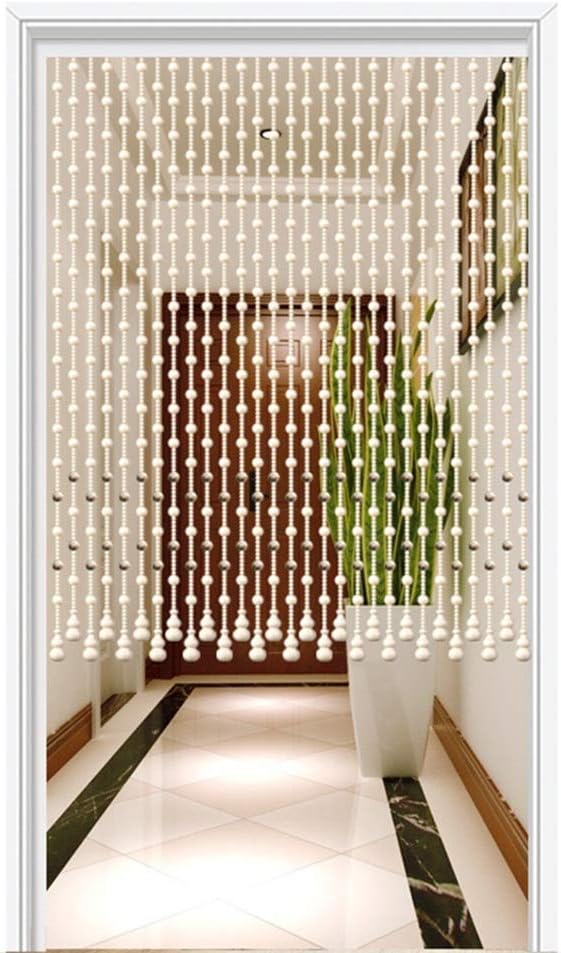 25 Strands Mahogany Beaded Door Curtain - White Customizable