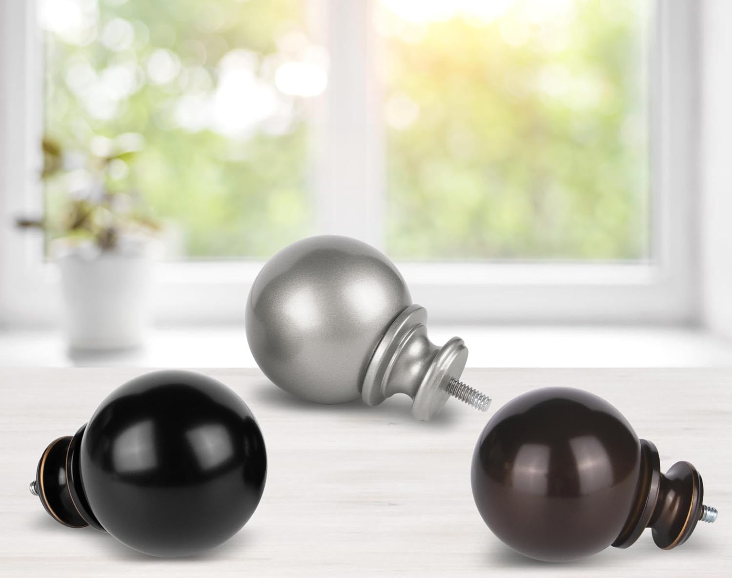 KAMANINA 2 Pack Adjustable Curtain Rods Black