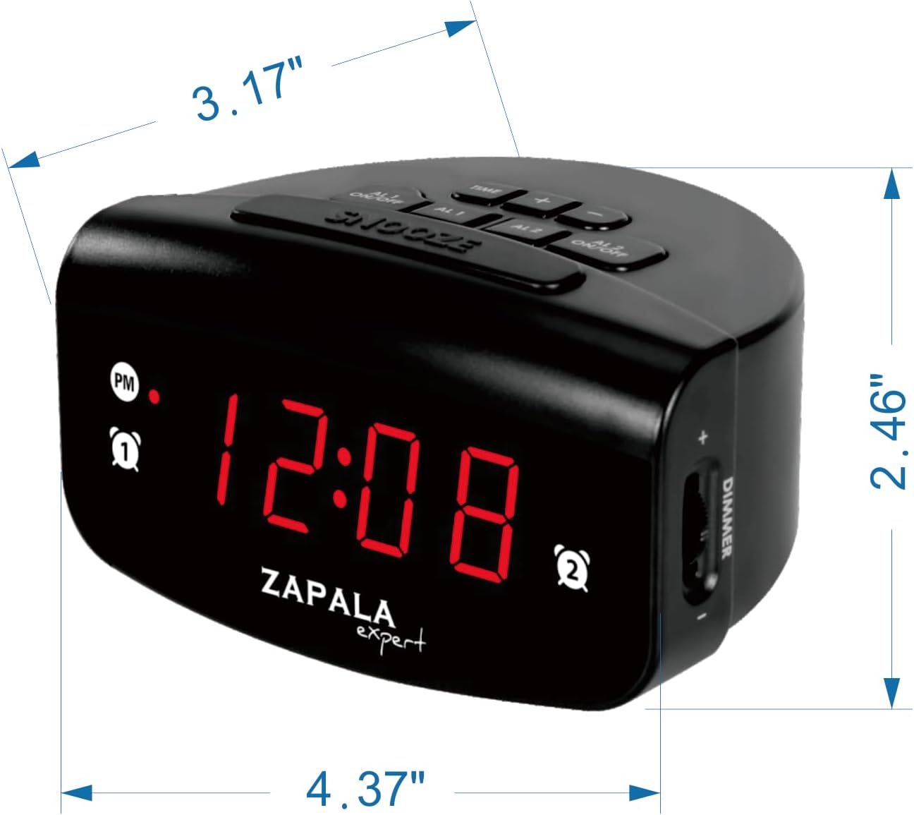 Zapala Expert Alarm Clock with 2 Alarms and USB Charging