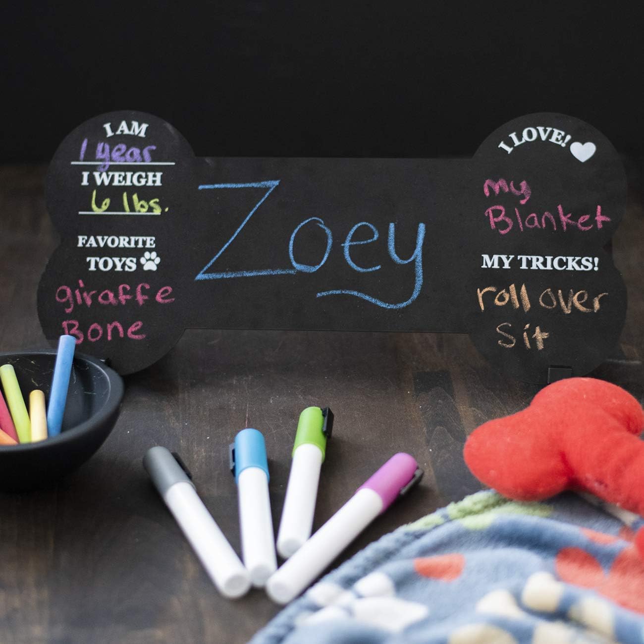 Dog Milestone Chalkboard Sign - Double Sided Reusable with Stands for Celebrations