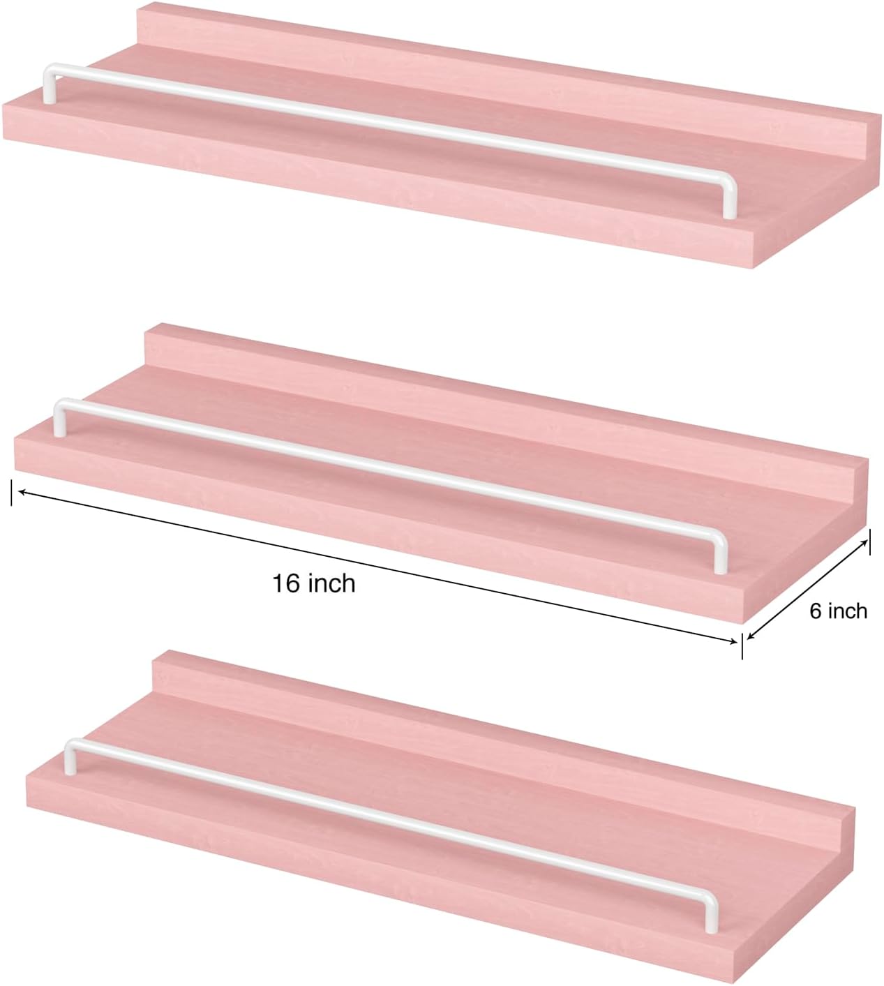 Pink and White Floating Shelves Set of 3
