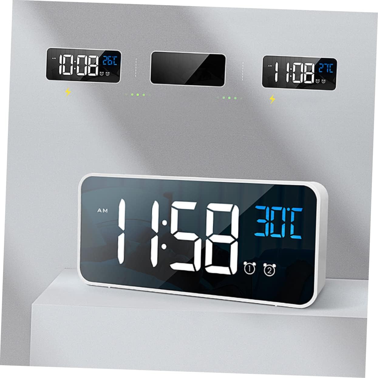 Zerodeko LED Music Alarm Clock with Dual Alarm and Large Screen