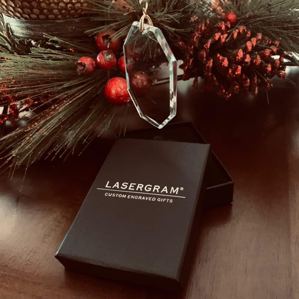 LaserGram Personalized Glass Christmas Ornament with Menorah Design 1