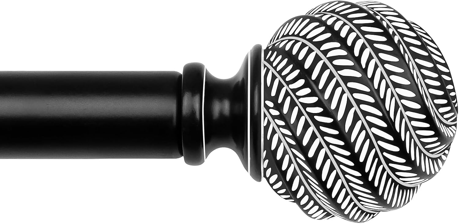Boho Wood Curtain Rods 32-120 Inches Black