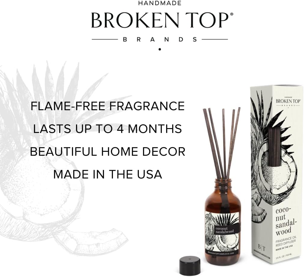 Broken Top Natural Reed Diffuser Set Coconut Sandalwood