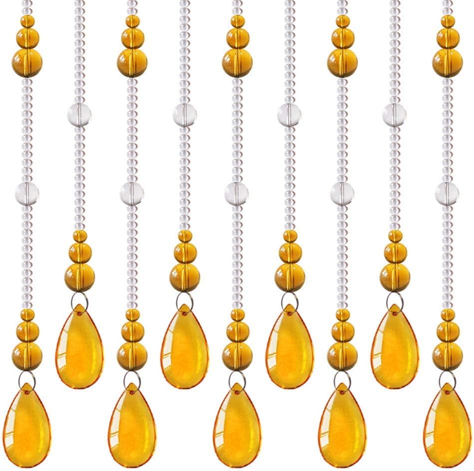 OKUOKA Beaded Crystal Curtain for Doorways - 29 Strands 14x176m Amber