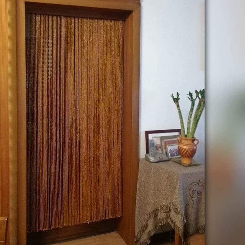 ZHOUXIAO 90 Wood Beaded Curtain with Rods for Doorways