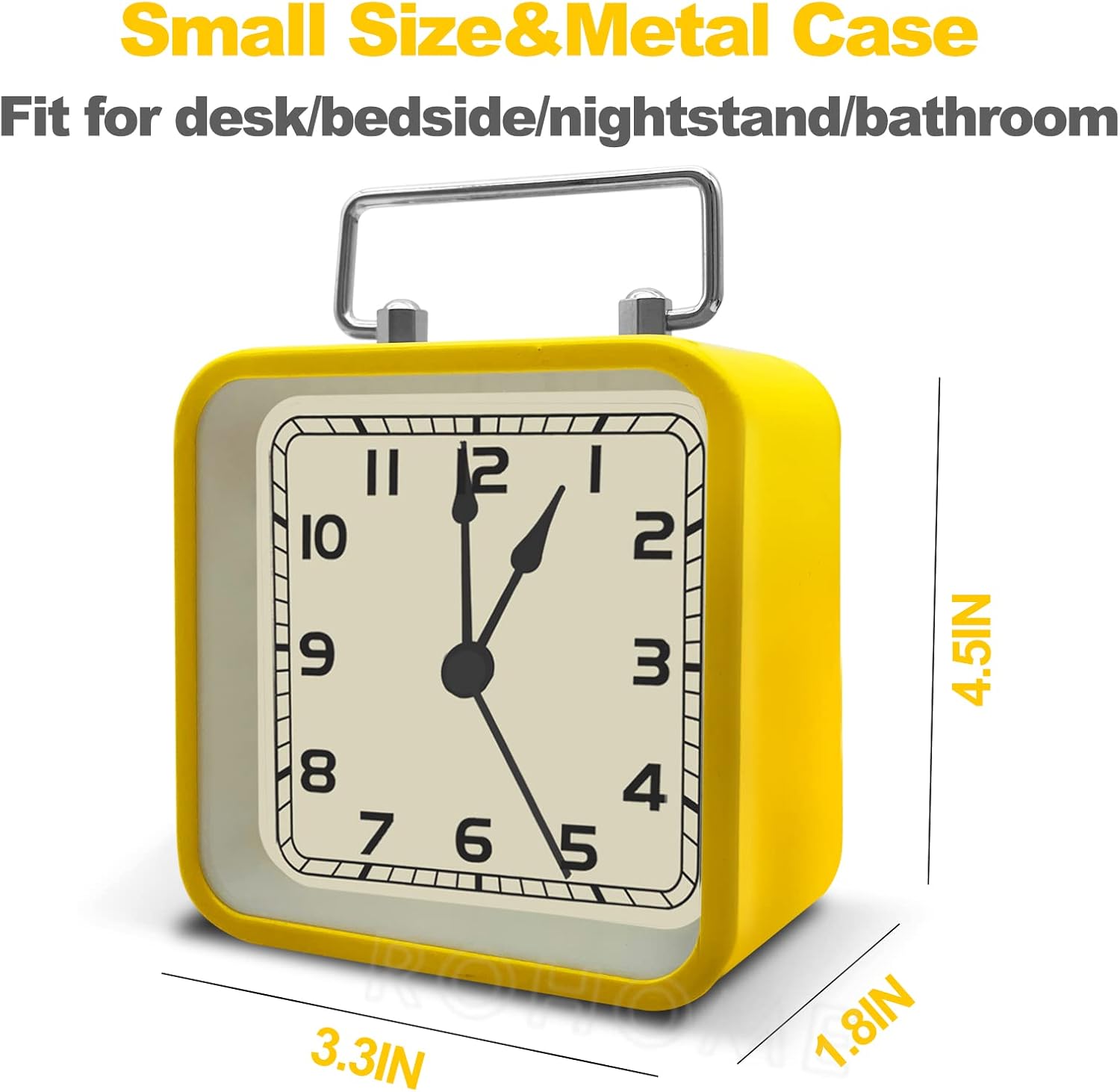 Retro Small Alarm Clock with Night Light and Silent Quartz Movement