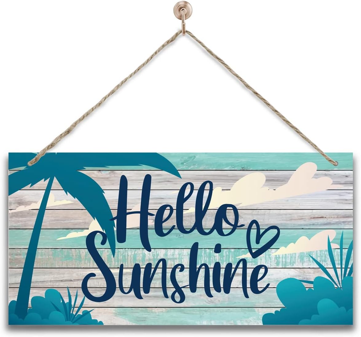Hello Sunshine Wood Wall Sign 12x6 Inch