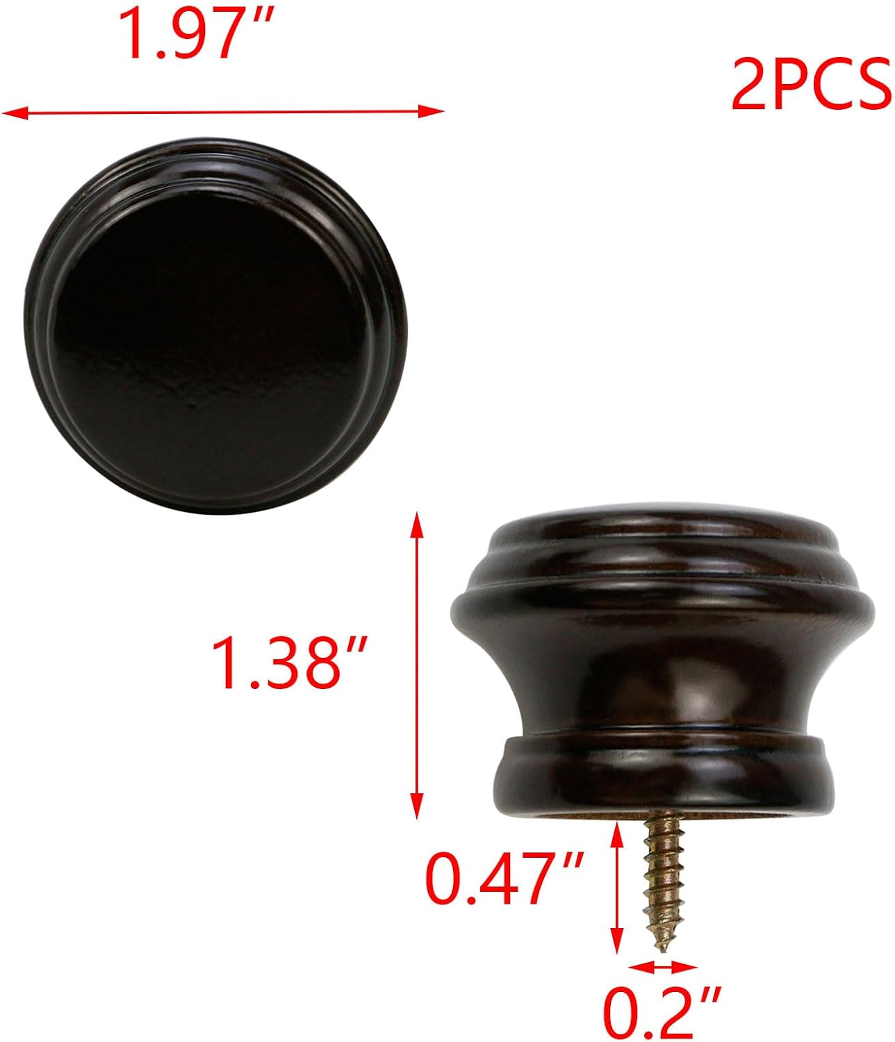 T Tulead Brown Curtain Rod Finial 2PCS