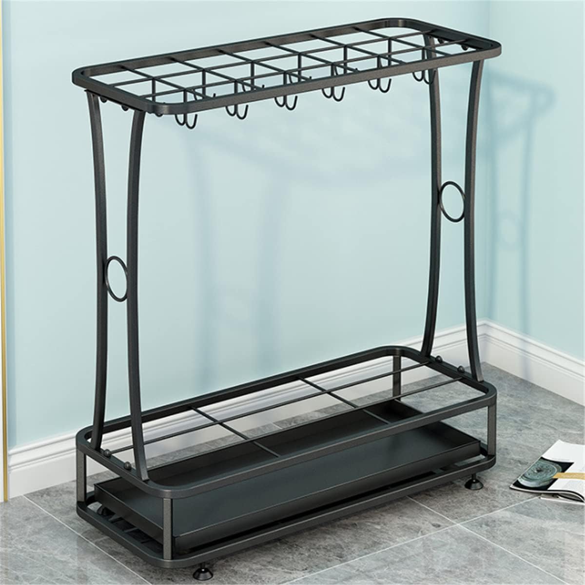 Tonchean Umbrella Rack Stand with 21 Slots and Drip Tray Black