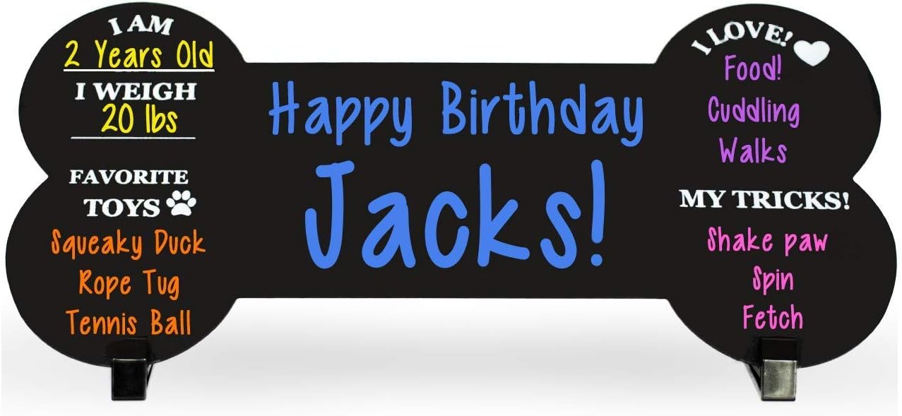 Dog Milestone Chalkboard Sign - Double Sided Reusable with Stands for Celebrations