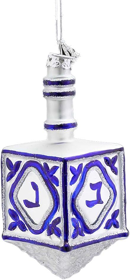 Kurt Adler 4-14 Inch Noble Gems Glass Dreidel Hanukkah Ornament