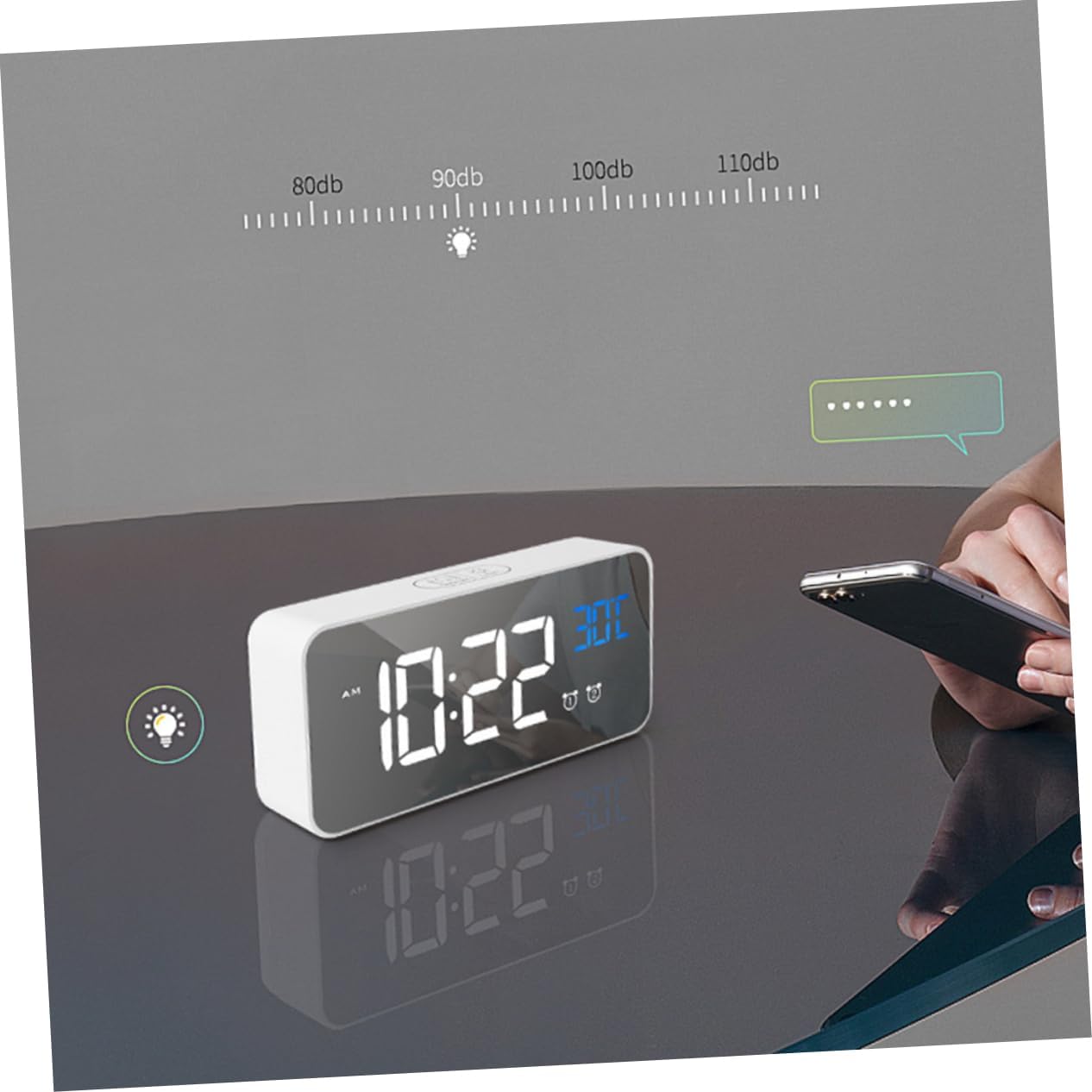 PRETYZOOM Music Charging Alarm Clock with Large Screen for Boys Girls