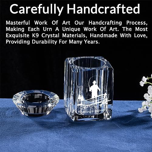 IFOLAINA Small Cremation Urn for Human Ashes Fishing in Heaven Crystal Keepsake