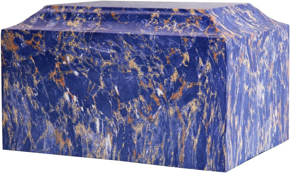 MAKEYS Blue Pattern Classic Cultured Marble Cremation Urn for Human Ashes Adult