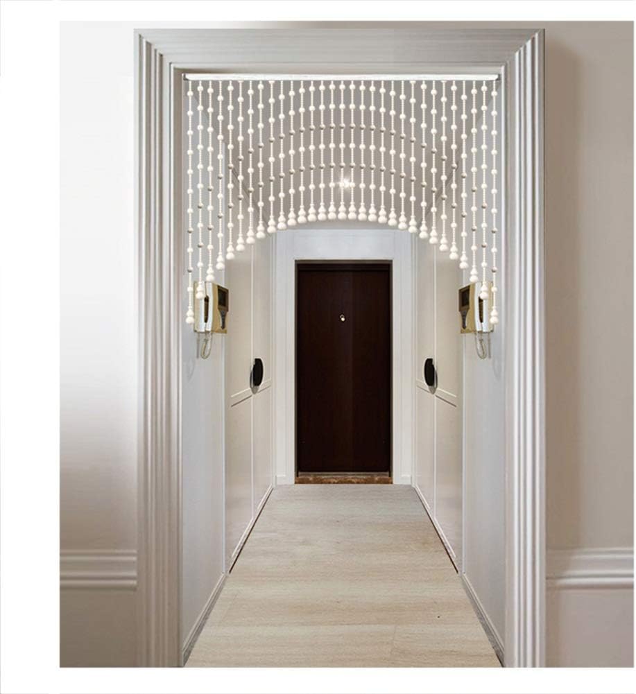 White Beaded Door Curtain with Customizable Strand Options