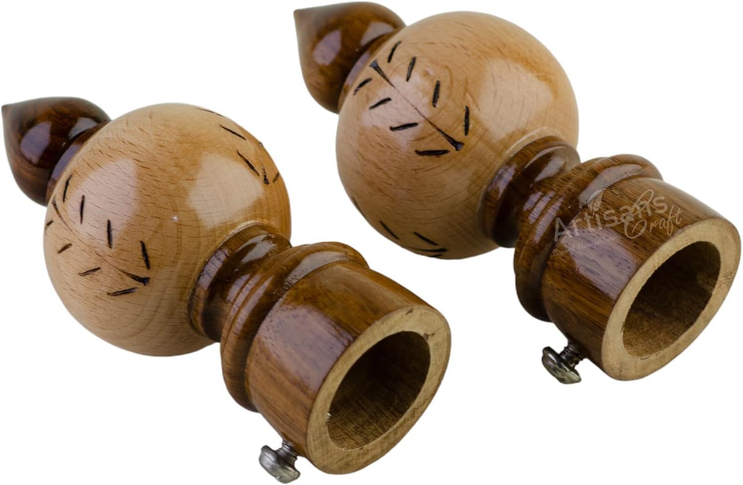 ARTISANS Craft Wooden Curtain Rod Brackets Finials for 1 Inch Rod