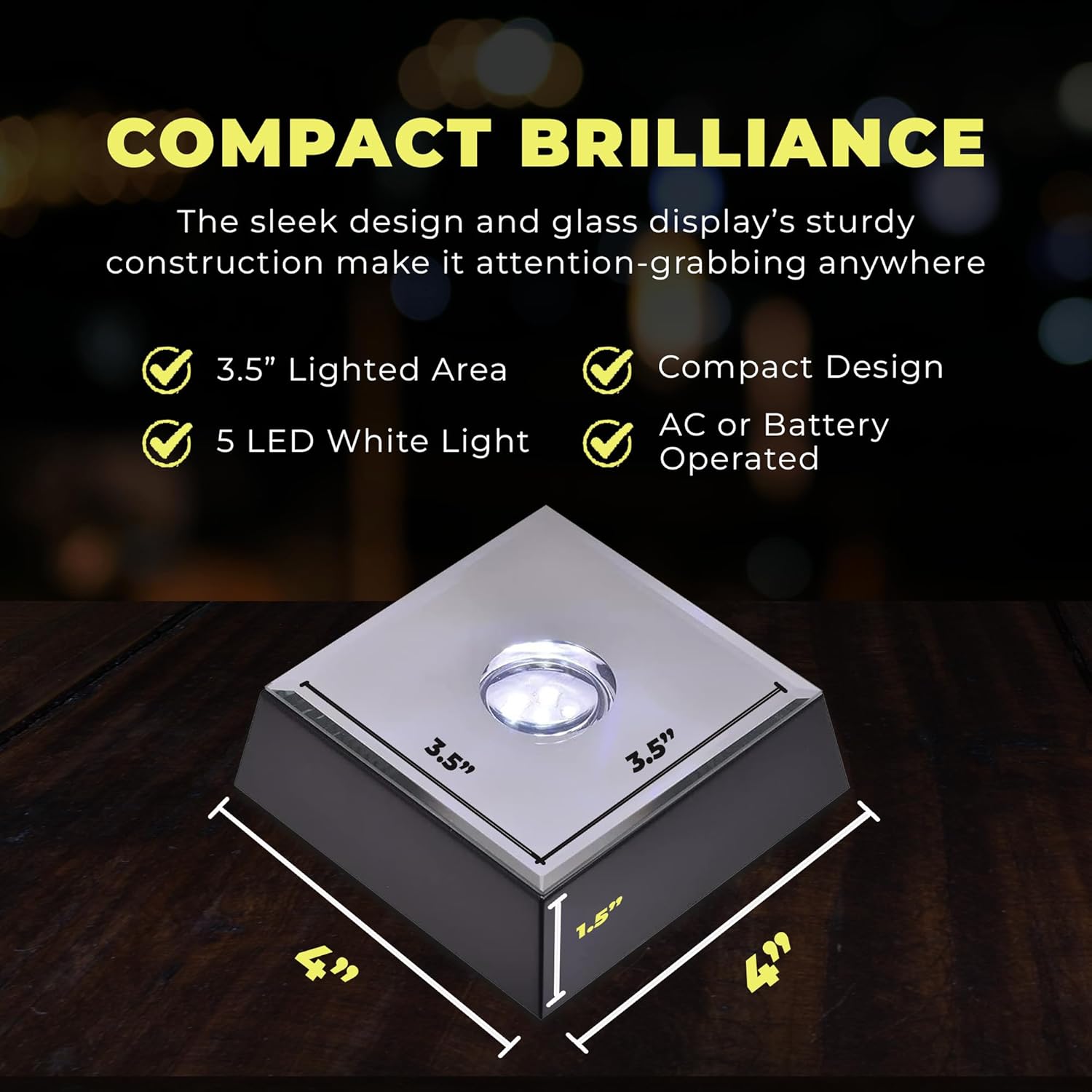 5 LED White Light Stand Base with Mirror Top