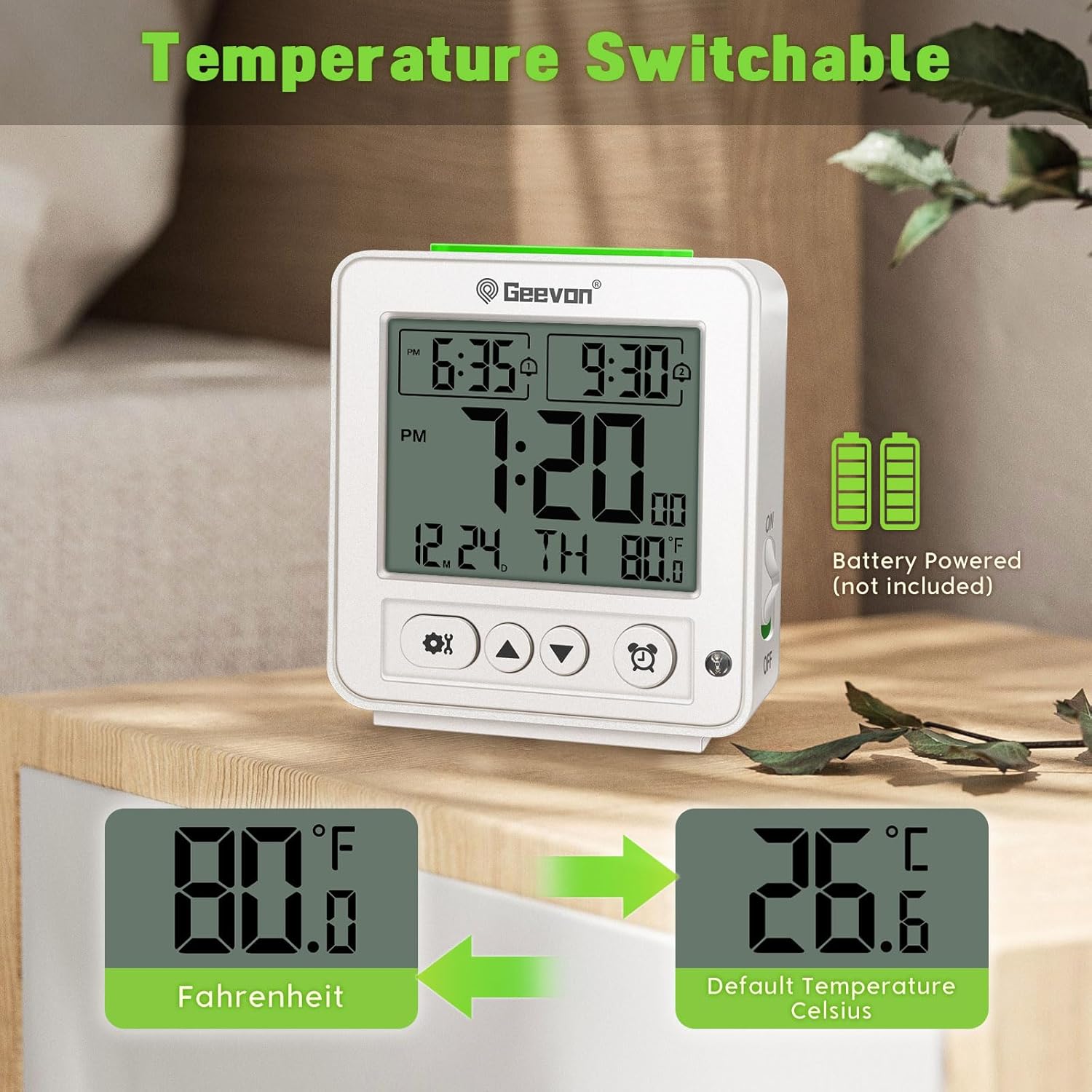 Geevon Smart Night Light Alarm Clock with Dual Alarm and Temperature Monitor