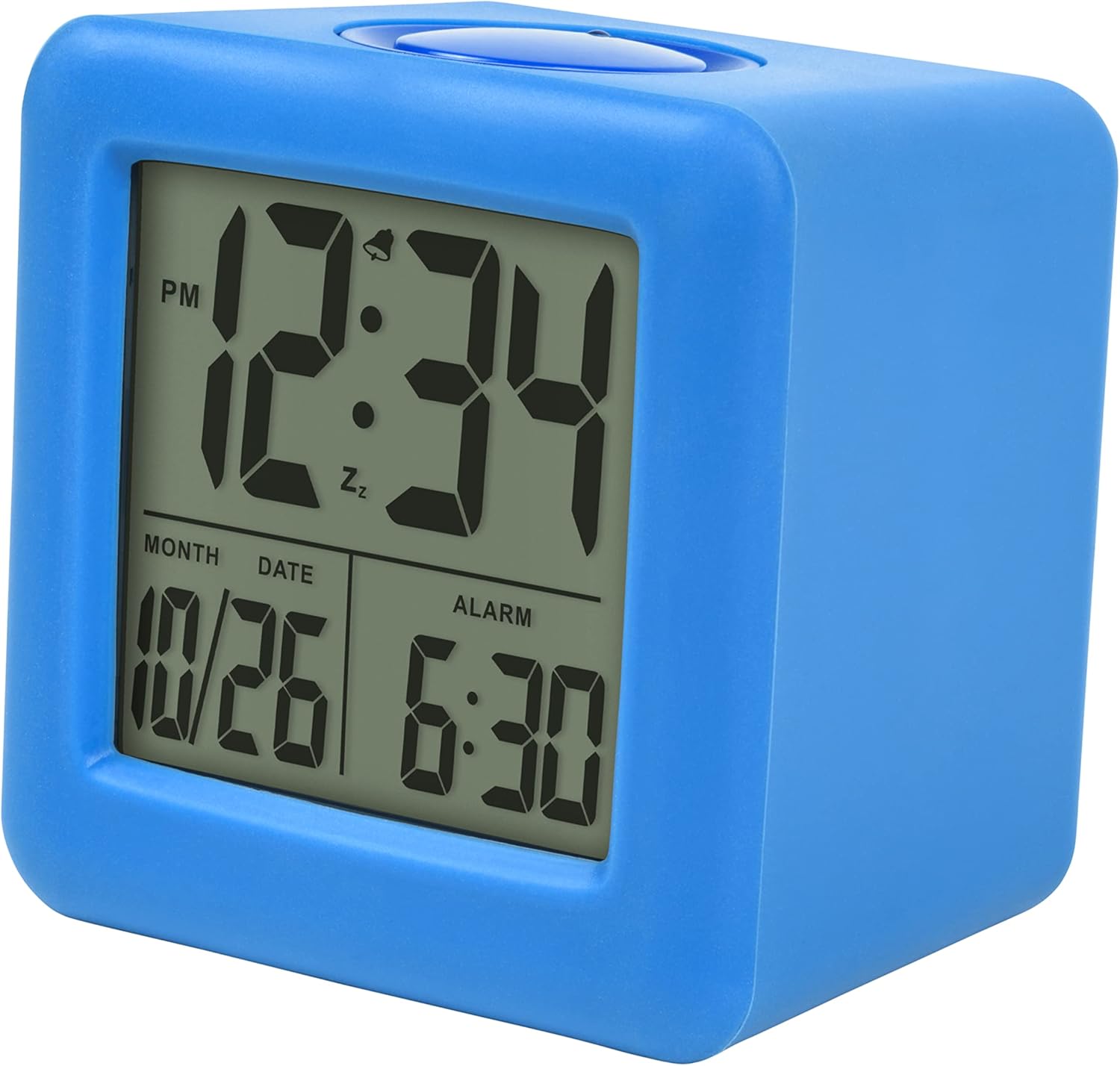 Equity 73005 Blue Soft Cube LCD Alarm Clock with Smart Light 1