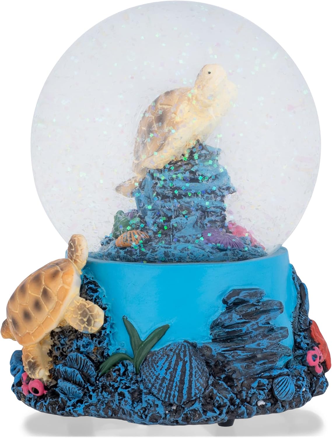 Elanze Designs Musical Glitter Snow Globe with Sea Turtle Decoration