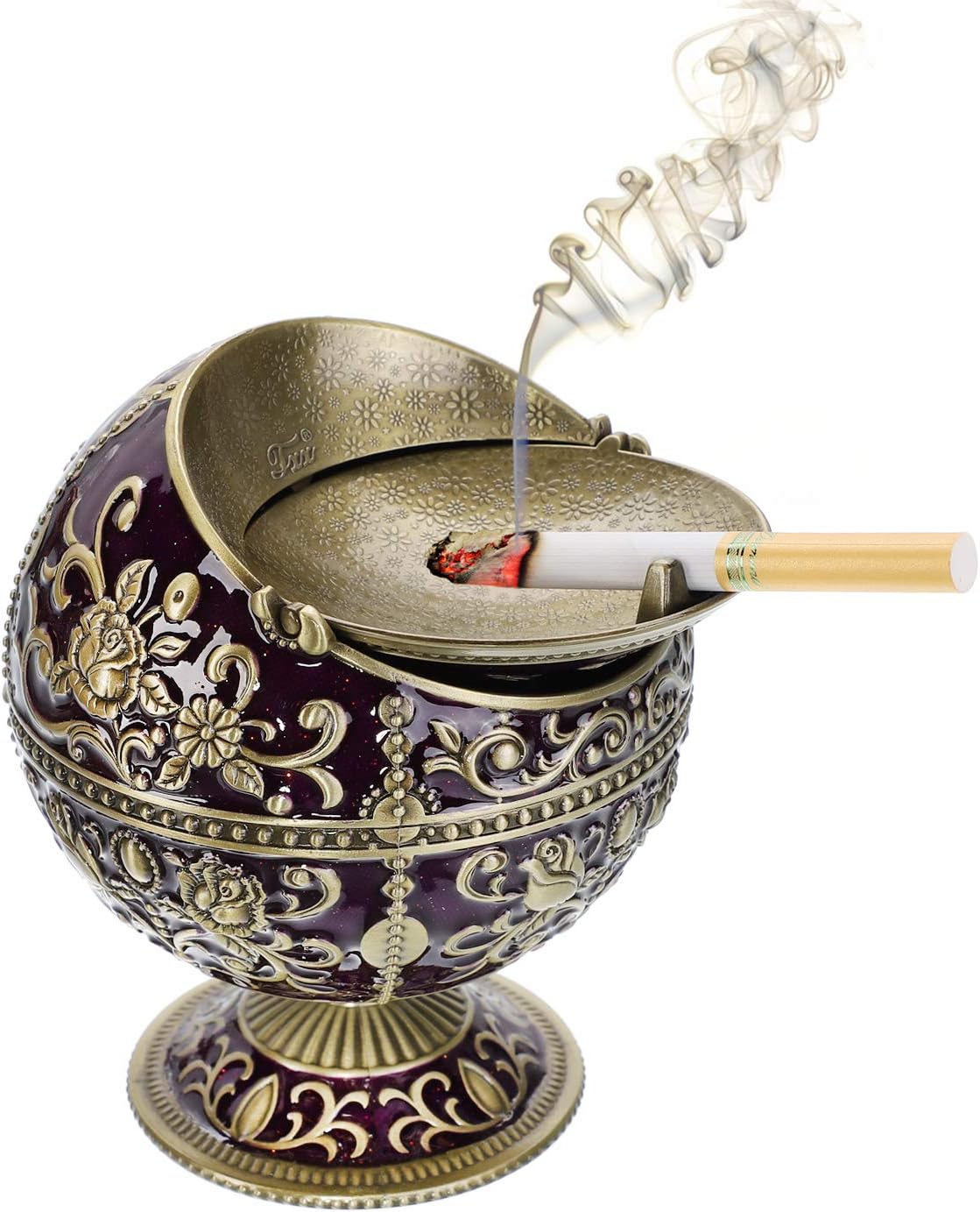 LAUYOO Windproof Ashtray with Lid for Cigarettes